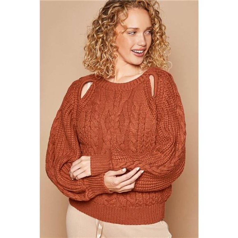 POL Cable Knit Cutout Long Sleeve‎ Sweater - Picture 3 of 3
